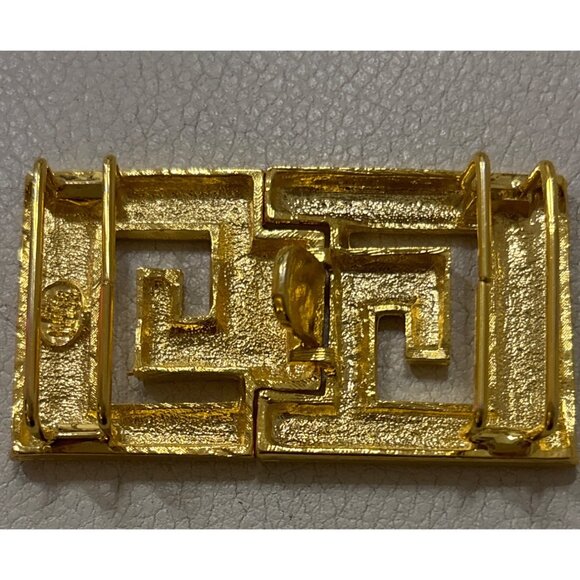 Vintage Dottie Smith Gold-Tone Buckle With Greek Key Design - Picture 8 of 9